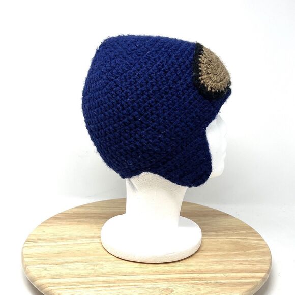 Hand Knit Blue Among Us Beanie With Ear Flaps - Picture 2 of 6